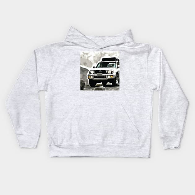 Toyota Land cruiser rocky road Kids Hoodie by OFFROAD-DESIGNS